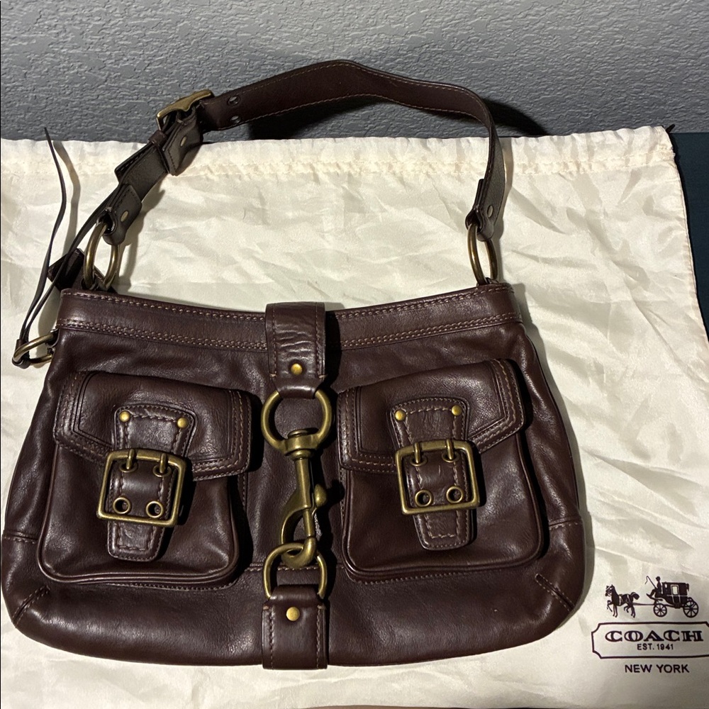 Coach Legacy Leather Bag with Buckle Accents